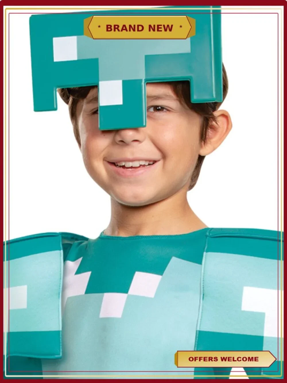 Minecraft Diamond Armor Halloween Costume Kids Boys Size S Classic Jumpsuit